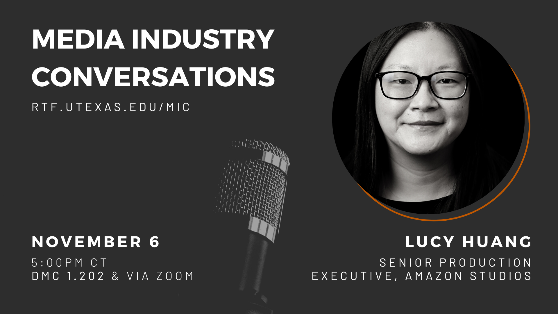 MIC, Lucy Huang, Amazon, November 6th, 5-6:15pm
