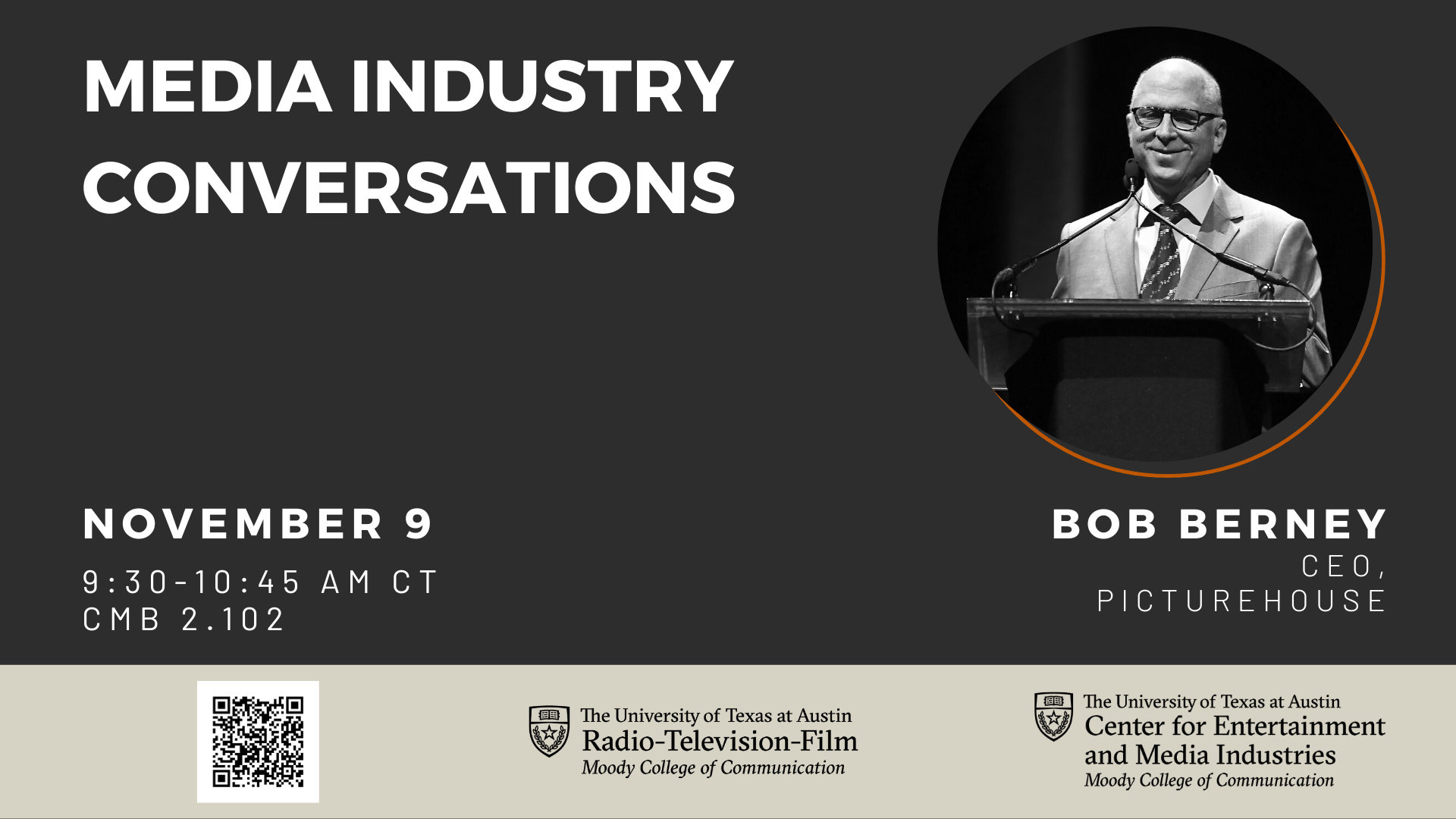 MIC, Bob Berney, CEO of Picturehouse, 9:30am-10:45am, November 9, CMB 2.102