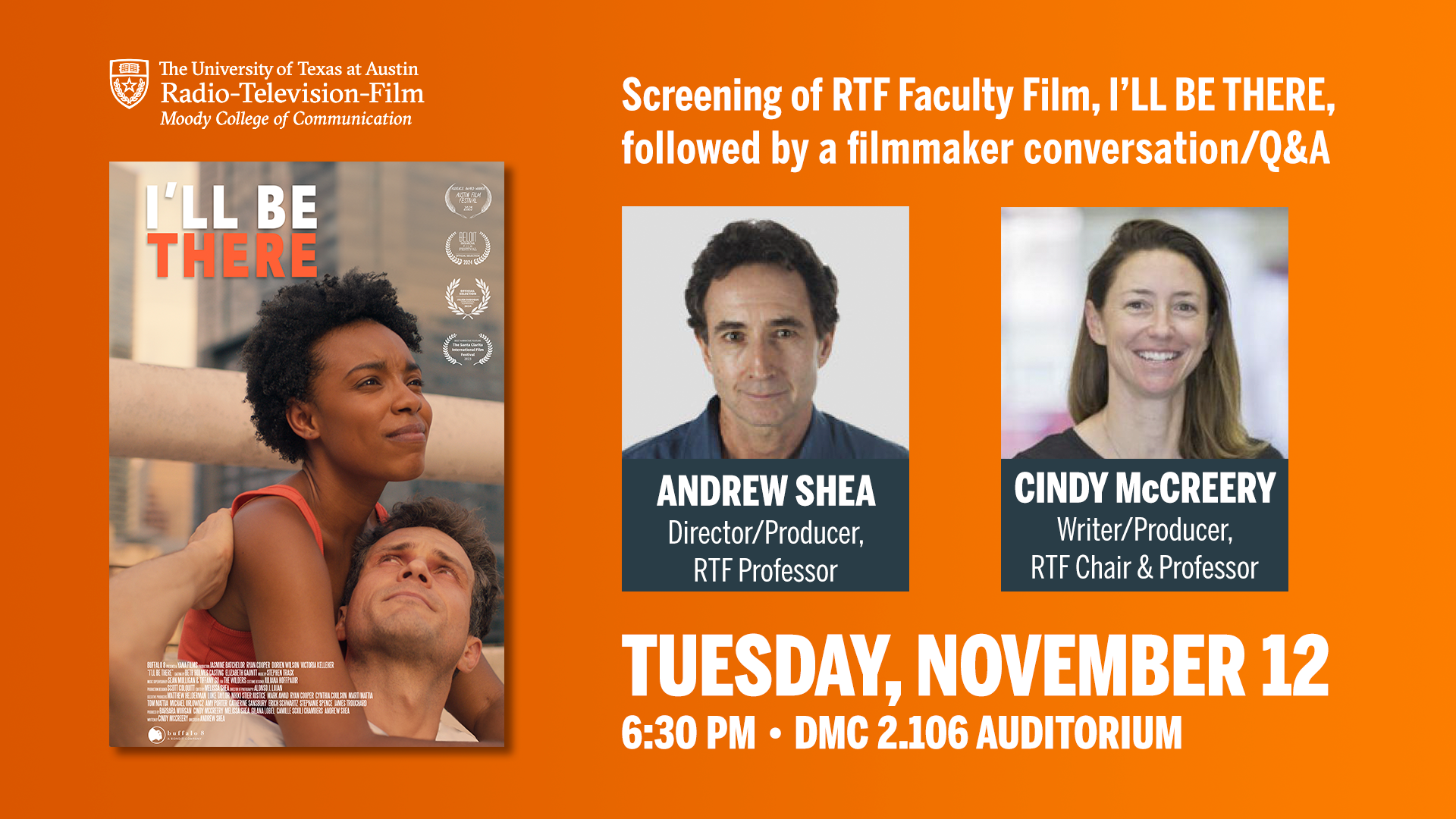 "I'll Be There" film screening, 11/12, with RTF faculty filmmakers in attendance