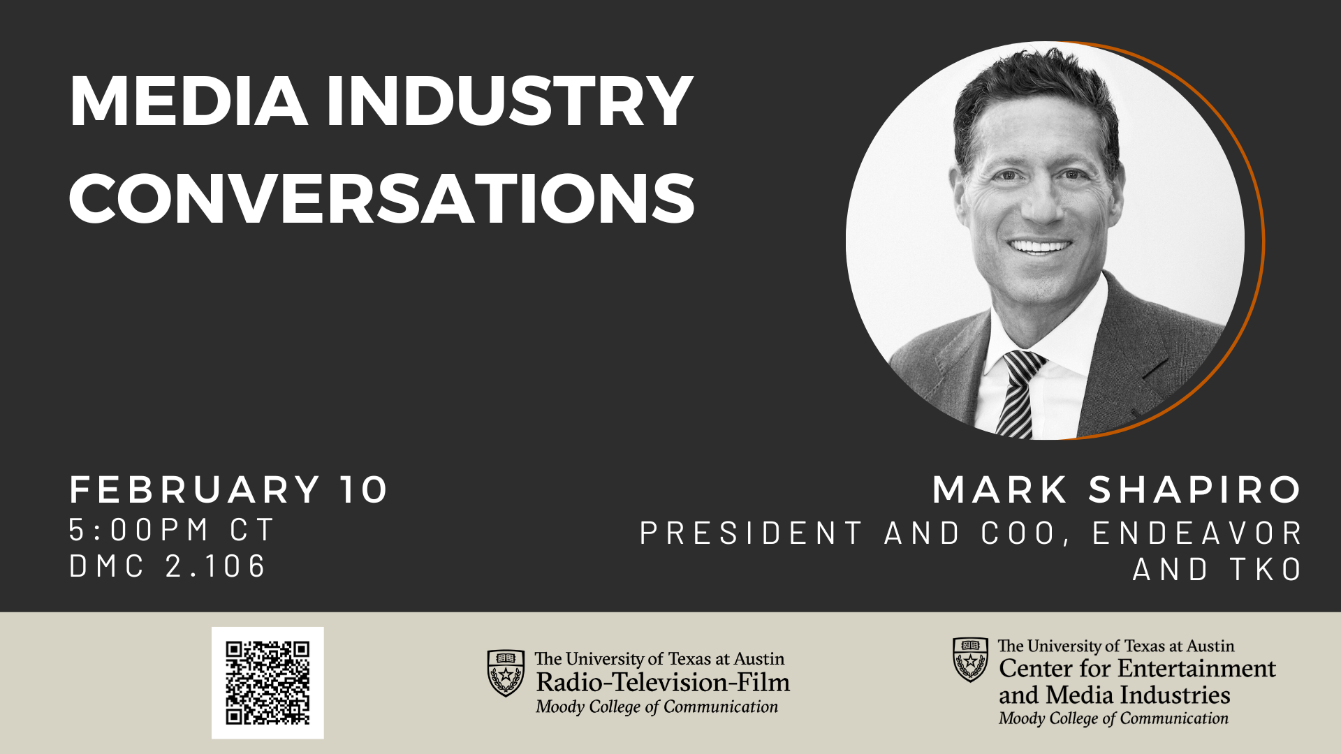 MIC: Mark Shapiro, President and COO of Endeavor and TKO, February 10th at 5pm in DMC 2.106