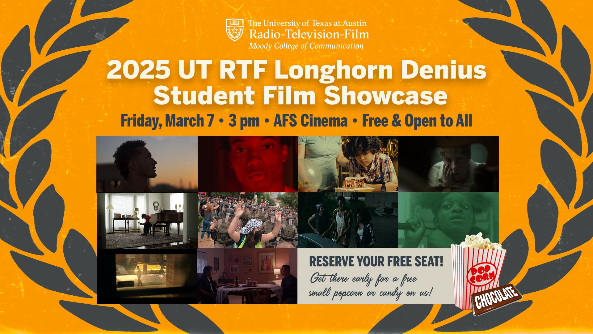 2025 UT RTF Longhorn Denius Student Film Showcase - Friday, March 7- 3 pm -AFS Cinema