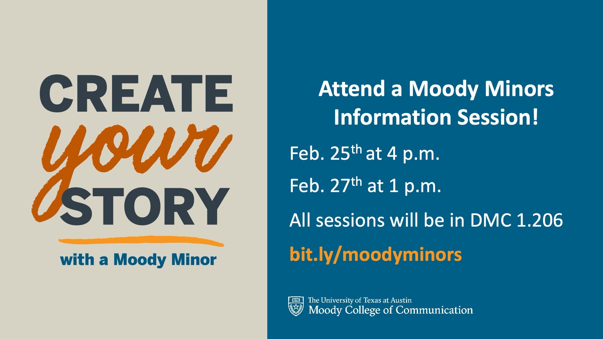 Moody Minors Information Session Dates for Spring 2025