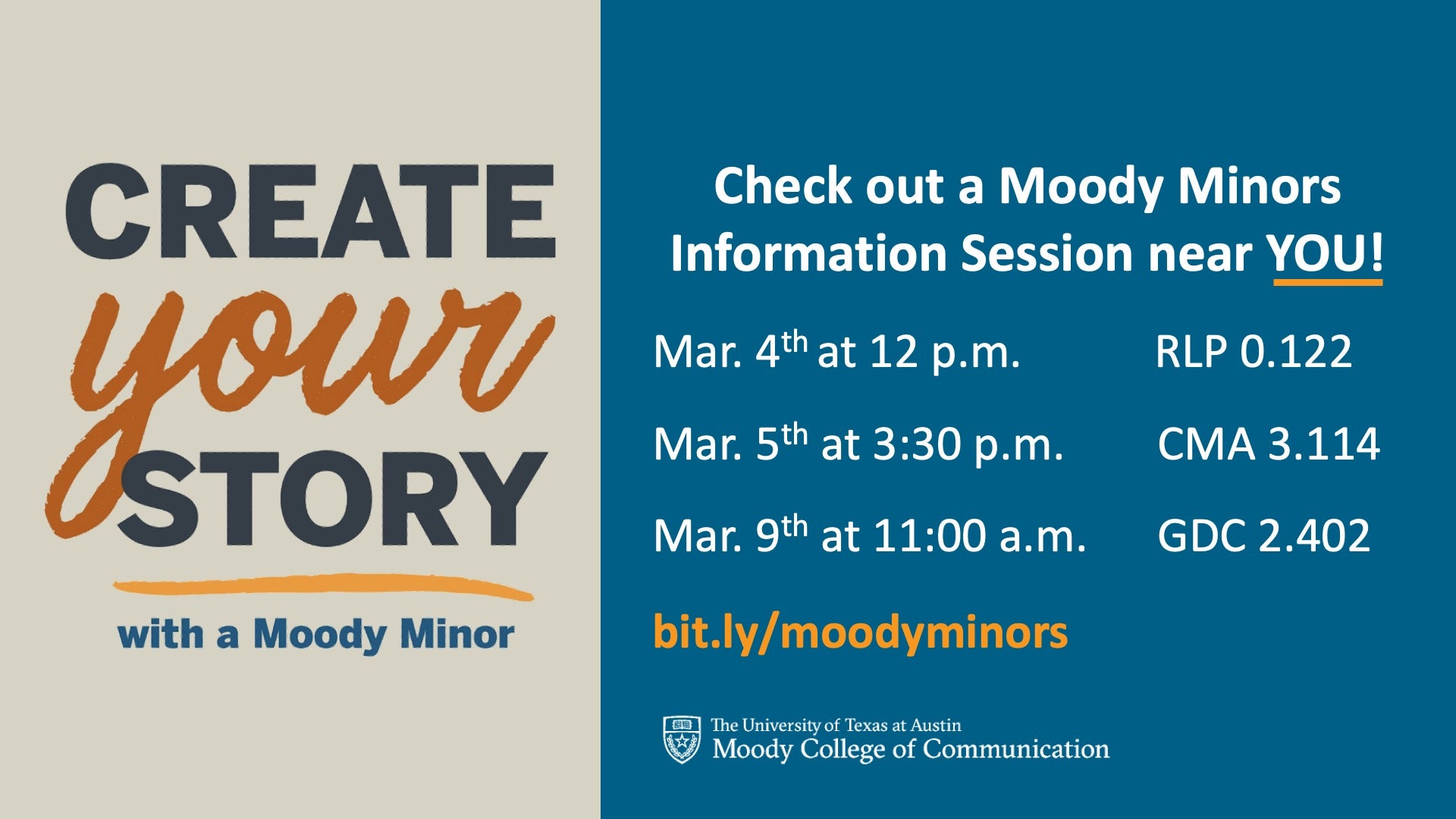 Moody Minors Information Sessions - Spring 2026